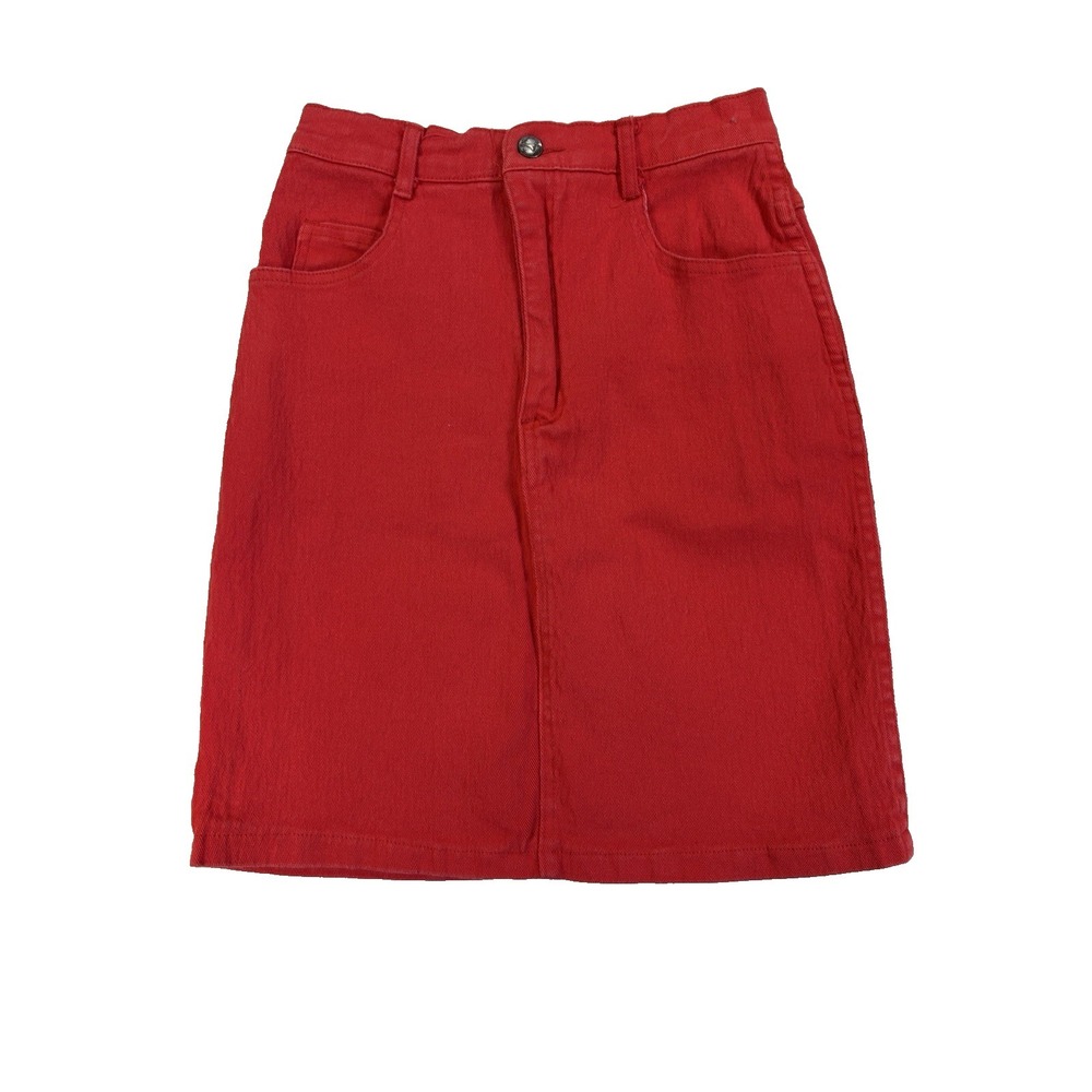 Vintage 80s/90s Jean St. Tropez Women's 11 Red Denim Skirt Y2K Indie Sleaze USA